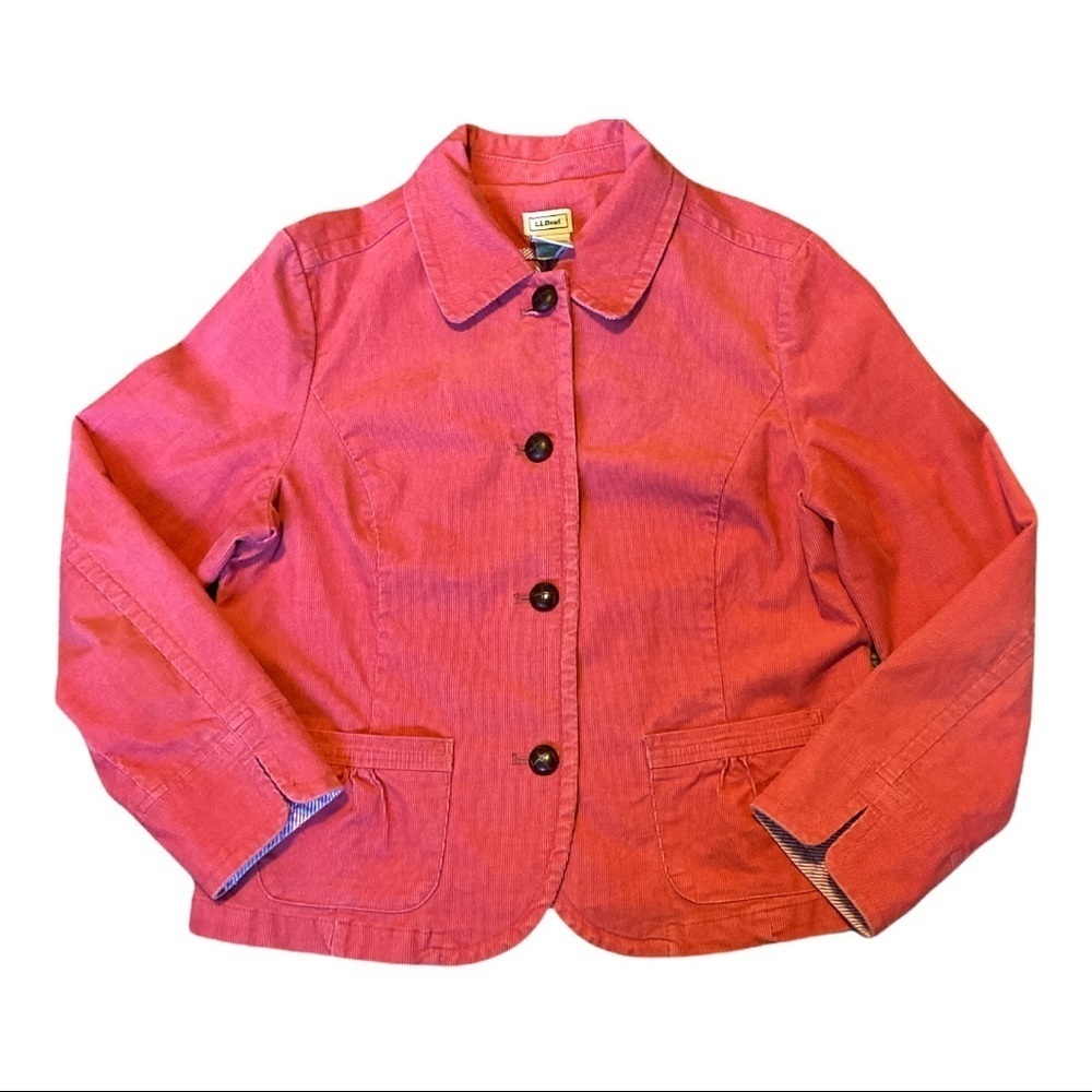 ❤️LL BEAN CORAL CORDUROY BLAZER ~ 16P